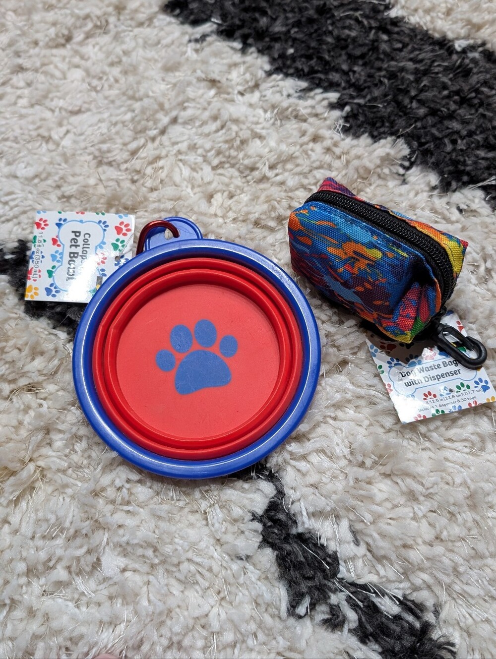 Travel collapsible bowl and Dog poop bags w/dispenser Bundle